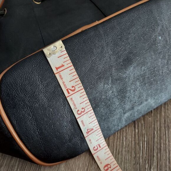 Vintage Perry Ellis America Black Drawstring Bucket Crossbody Bag - Picture 10 of 10